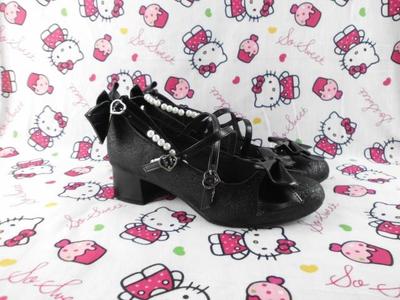Antaina~Thin Heels Princess Lolita Shoes Size 33-36 33 black 4.5cm thick heel 