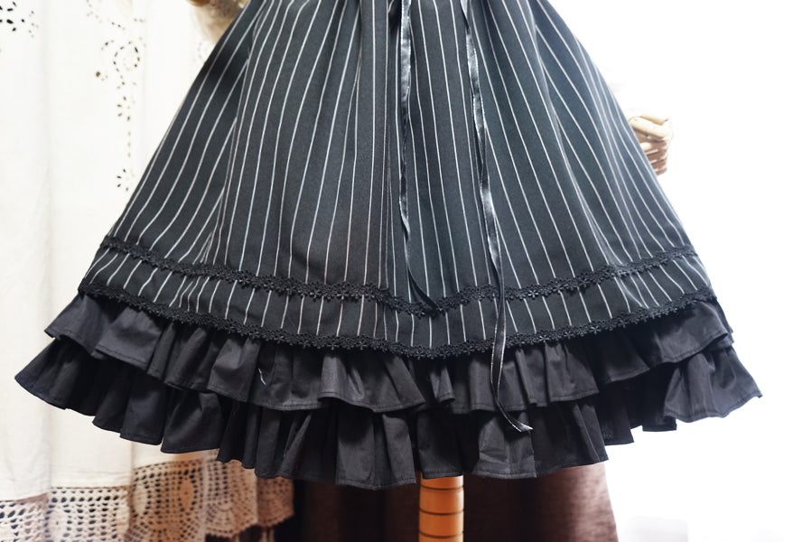 Surface Spell-Gothic Lolita High Waisted Stripe Skirt Customizable 4430:11737