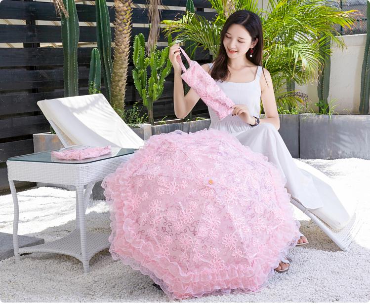 HualiBaLa - Foldable Sunscreen Sequin Princess Lolita Parasol Multicolors
