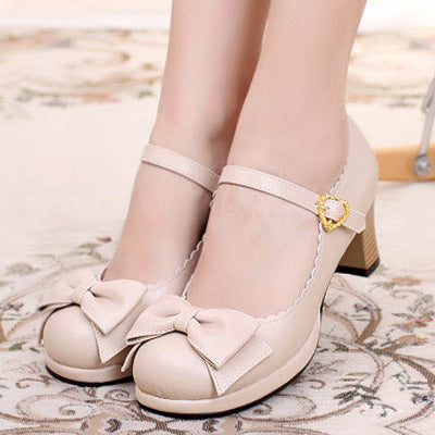 (BuyForMe) Sosic~Bowknot Lolita High Heel Shoes 33 beige