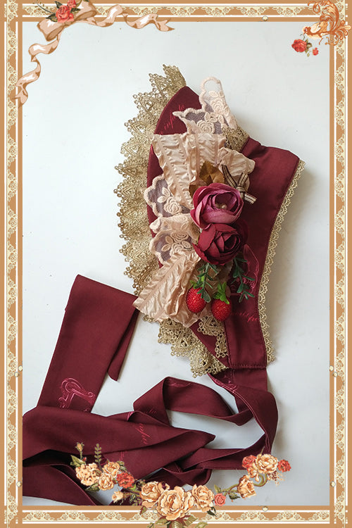 (Buyforme) Infanta~ Doll House~Flower Lace Lolita Bonnet red bonnet with red flower  