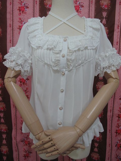 Yilia - Square Collar Chiffon Lolita Loose Blouse
