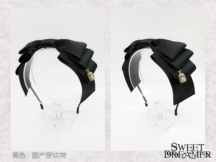 SweetDreamer~Miss Canary Sweet Lolita Bow KC black(Chinese matte ribbon)  