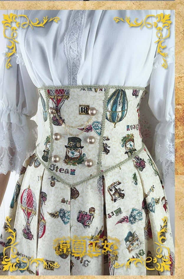 Strawberry Witch~Mechanical Balloon~Lolita Fish-bone SK Skirt   