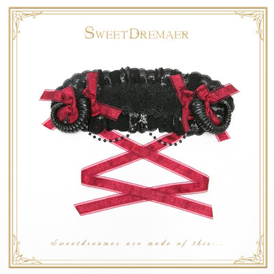 SweetDreamer~ Andariel~Devil Horn Lolita Lace Headband red bow  