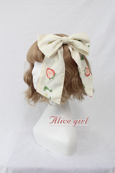 Alice Girl~Sweet Lolita Strawberry Bow Hairclip Multicolors free size beige 