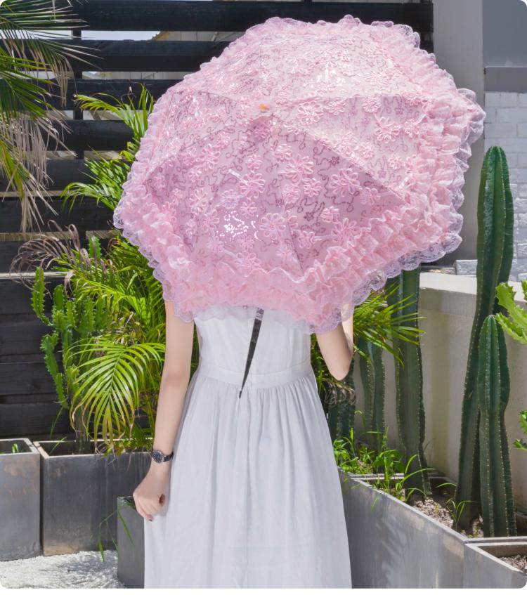 HualiBaLa - Foldable Sunscreen Sequin Princess Lolita Parasol Multicolors
