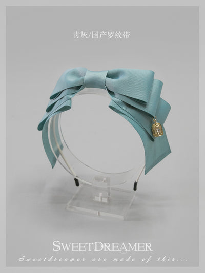 SweetDreamer~Miss Canary Sweet Lolita Bow KC steel gray(Chinese matte ribbon)  