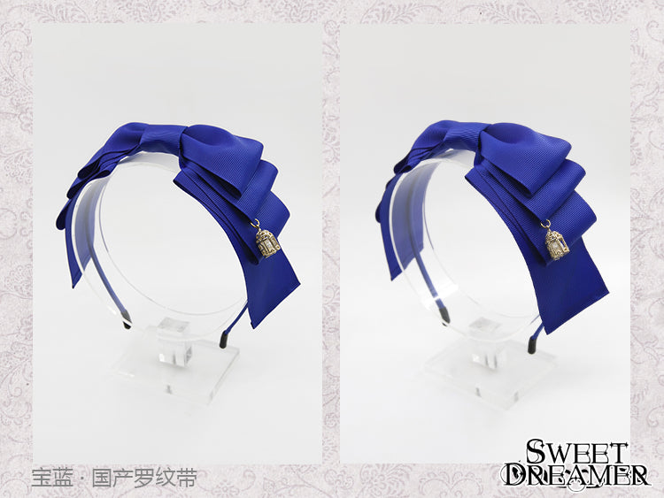 SweetDreamer~Miss Canary Sweet Lolita Bow KC sapphire blue(Chinese matte ribbon)  