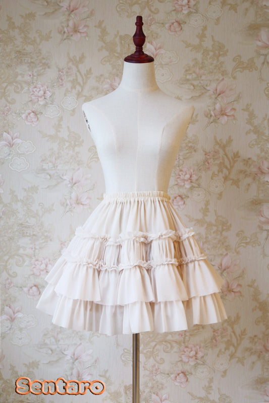 Sentaro - Puff - Elegant Summer Shorts Lolita Skirts One Size ivory