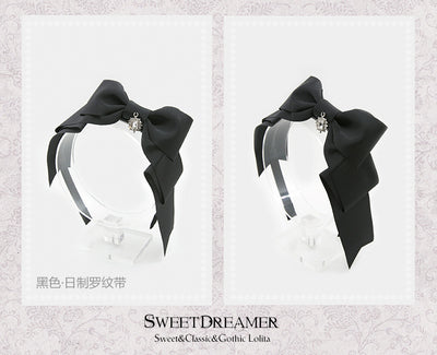 SweetDreamer~Multicolors Bows Lolita KC Headdress black/Japanese matte ribbon  