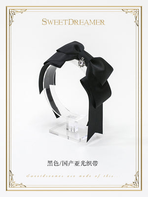 SweetDreamer~Multicolors Bows Lolita KC Headdress black/chinese matte ribbon  
