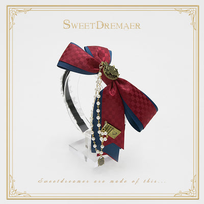 SweetDreamer~Fairytale World Lolita Pearl Chain KC dark red and navy blue  