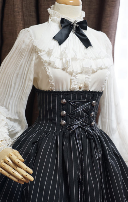 Surface Spell-Gothic Lolita High Waisted Stripe Skirt Customizable 4430:11731