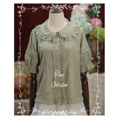 Tiny Garden - Robin - Kawaii Lolita Short Sleeve Blouse S matcha green