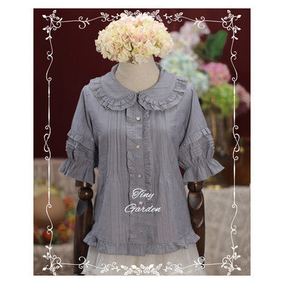 (BuyForMe) Tiny Garden~Robin~Kawaii Lolita Short Sleeve Blouse S grey blue