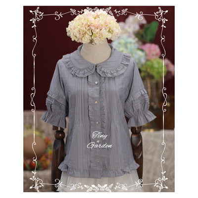 (BuyForMe) Tiny Garden~Robin~Kawaii Lolita Short Sleeve Blouse S grey blue 