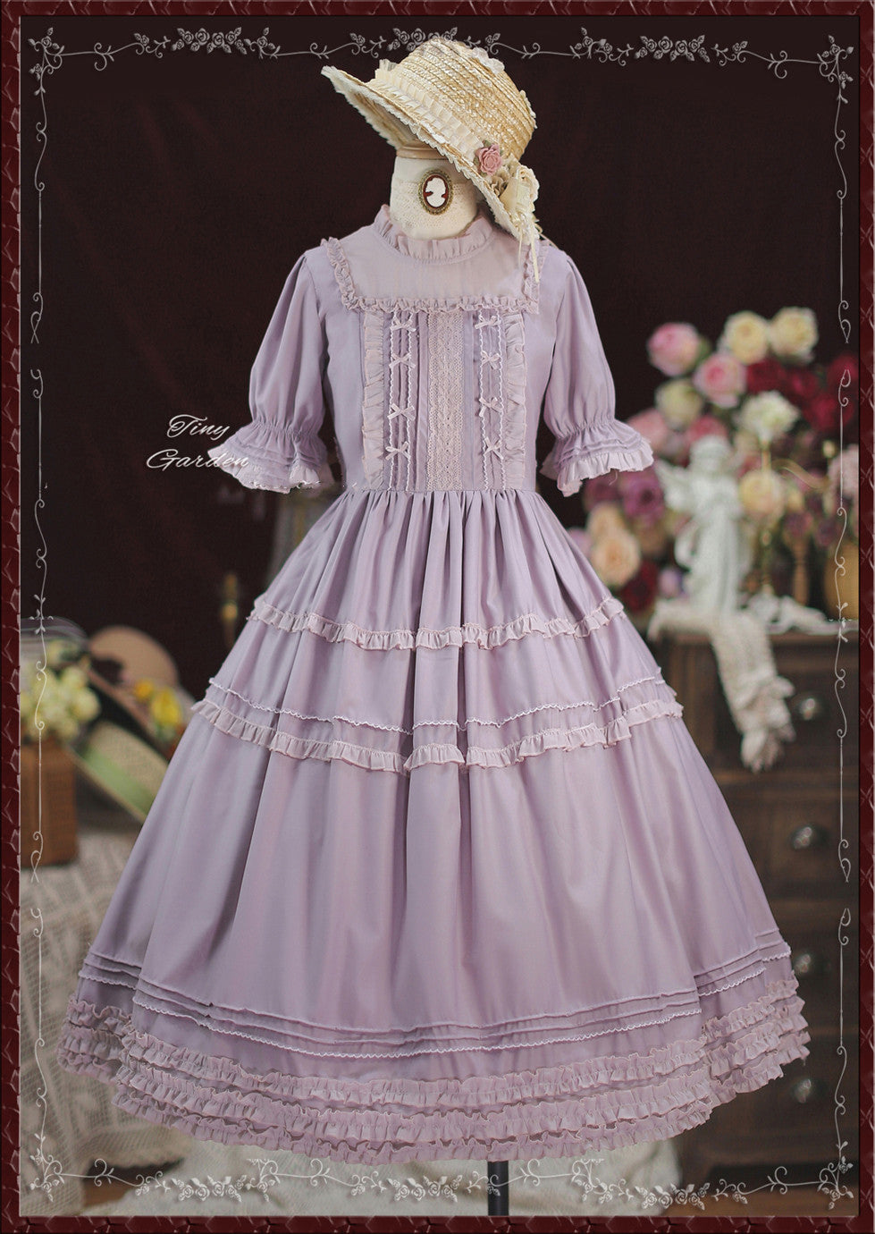 Tiny Garden~Vintage Ball~French Elegance Pin Tucks Lolita OP Dress S light purple 