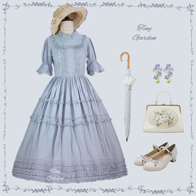 Tiny Garden~Vintage Ball~French Elegance Pin Tucks Lolita OP Dress S sky blue 