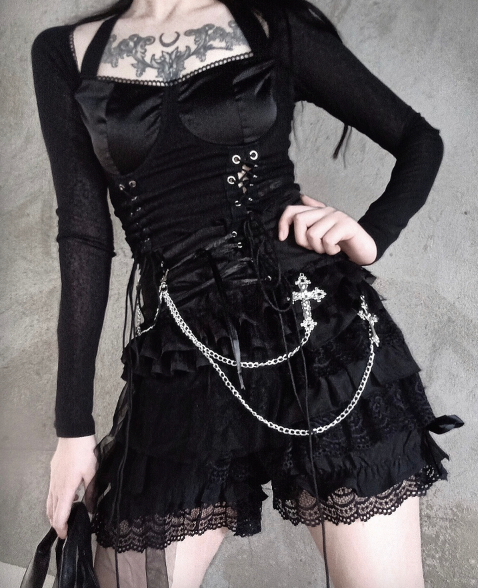 Blood Supply - Goth Punk Dark-themed Lolita Black Skirt
