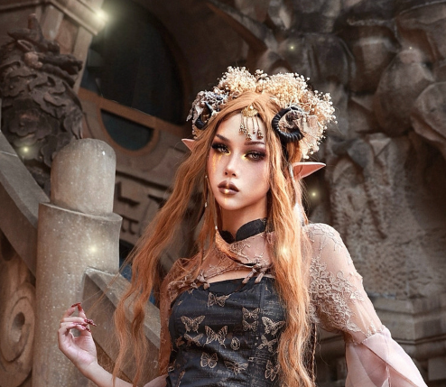 Blood Supply~Dead Leaves Butterfly Lace Gothic Lolita Headdress   