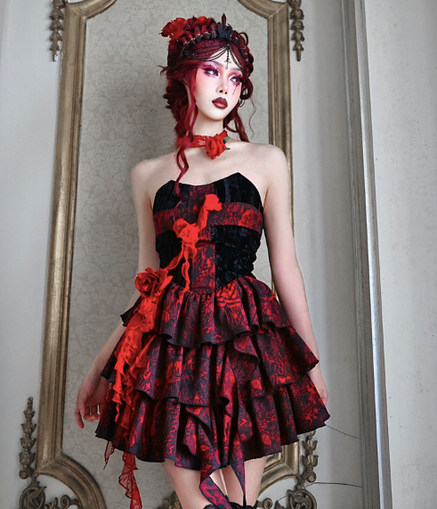 Blood Supply~Feast of the Underworld~Halloween Gothic Rose Dress   