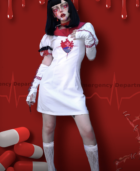 Blood Supply~Tokyo Bloodthirsty Girl~Gothic Lolita Halloween Embroidered Sailor OP   