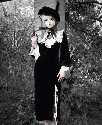Blood Supply~Nun Lolita Goth Halloween Embroidery Velvet OP   