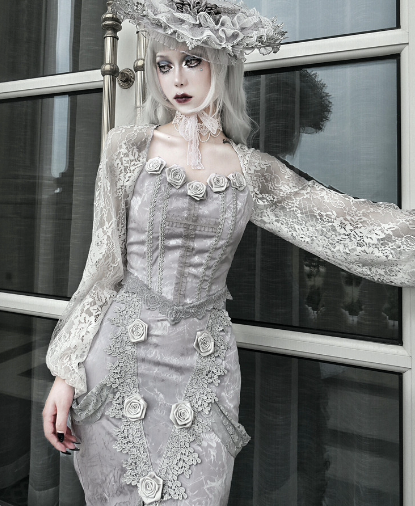 Blood Supply - Rose Funeral - Halloween Rose Slit Mermaid Lolita Skirt