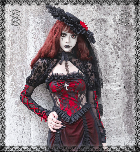 Blood Supply~Night Visit with Vampire~Halloween Goth Black Bolero   