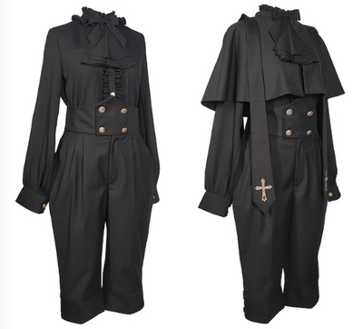 CastleToo~Holy Academy~Gothic Lolita Prince Skirt Set S black (cape+band+pants) 