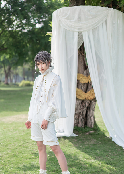 NyaNya~East Sun and West Moon~Prince Princess Lolita Fake-Collar Cape free size prince cape white