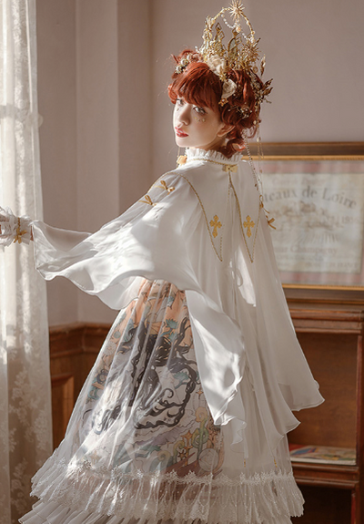 NyaNya~East Sun and West Moon~Prince Princess Lolita Fake-Collar Cape free size princess cape white