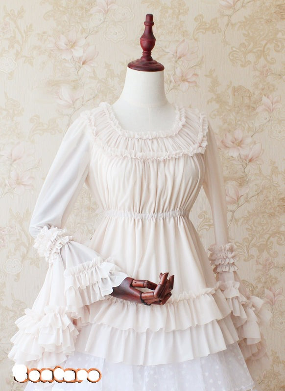 Sentaro - Shufrey - Classic Elegant Multicolor Lolita Blouse One Size ivory blouse only