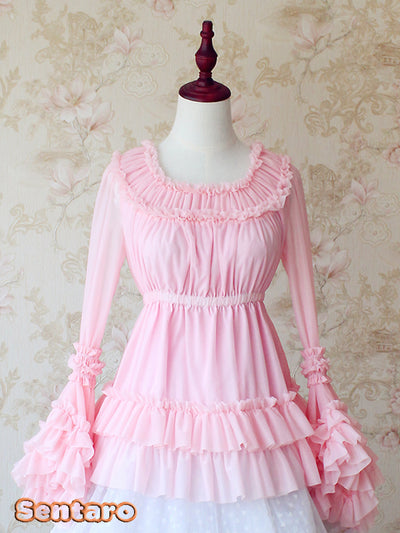 Sentaro~Shufrey~ Classic Elegant Multicolor Lolita Blouse free size peach pink blouse only