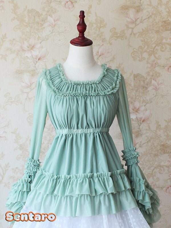 Sentaro~Shufrey~ Classic Elegant Multicolor Lolita Blouse free size grass green blouse only