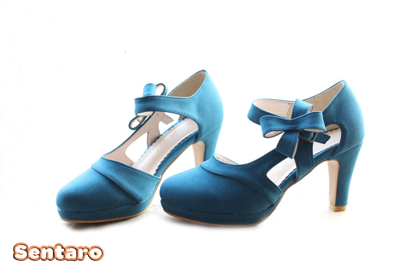 Sentaro GIN. Matte CLA Lolita Heels Shoes 36 peacock blue 