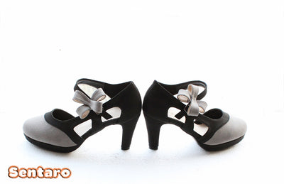 Sentaro GIN. Matte CLA Lolita Heels Shoes 36 grey with black 