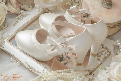 Sentaro GIN. Matte CLA Lolita Heels Shoes 36 pearl white (smooth surface) 