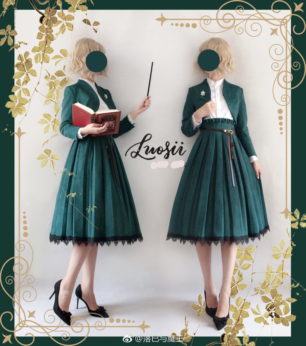 Sentaro - Warm Tea Suede - High Waist Pleated Lolita Skirt