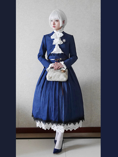 Sentaro~Warm Tea Suede~High Waist Pleated Lolita Skirt   