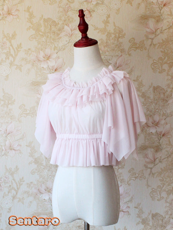 Sentaro~Butterfly Cookies~Summer Fly Sleeves Lolita Chiffon Blouse   