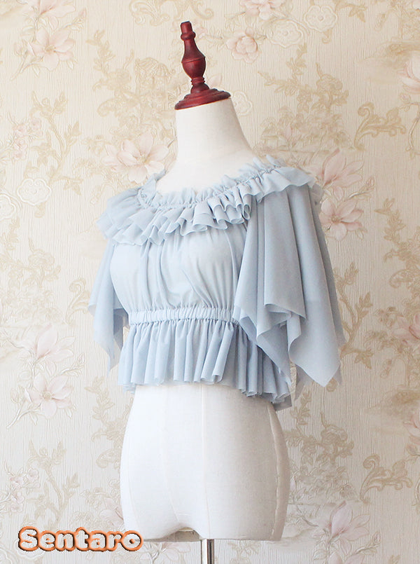 Sentaro~Butterfly Cookies~Summer Fly Sleeves Lolita Chiffon Blouse   