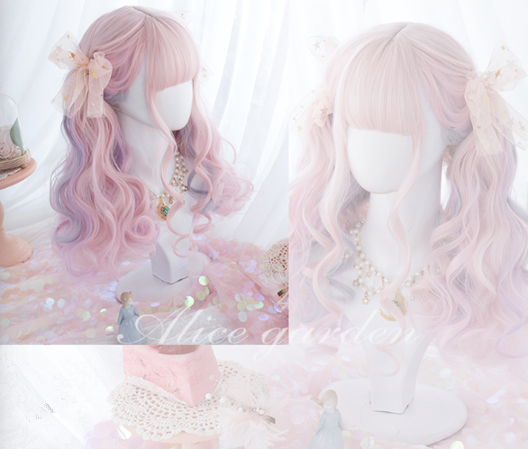 Alicegarden~Harajuku Style J-fashion Pink Lolita Long Curly Wig   