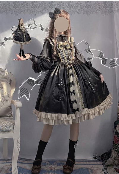 CastleToo~Starry Night Ballet~Black Gold Lolita Jumper Skirt   