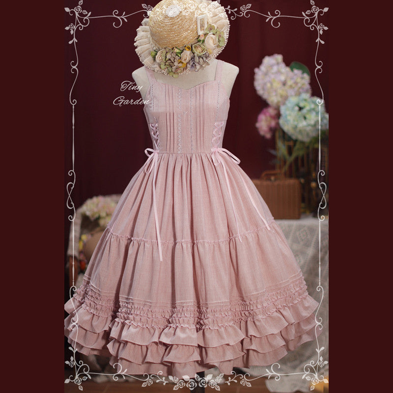 Tiny Garden~Garden Dance 2.0~Elegant Lolita JSK Dress Side Drawstring Bow   