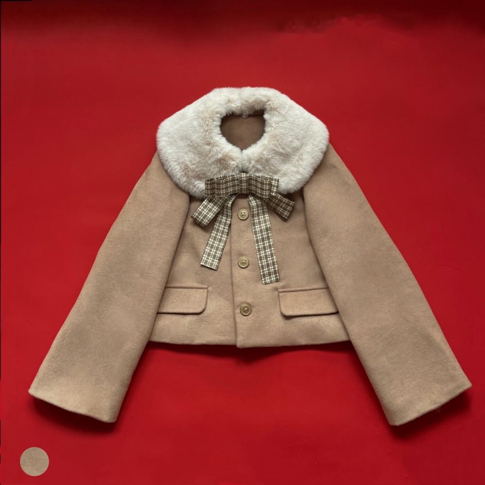 (Buyforme) ThirtyHouse~Snowy Lolita Coat Elegant Fur Collar camel (50% wool) free size 