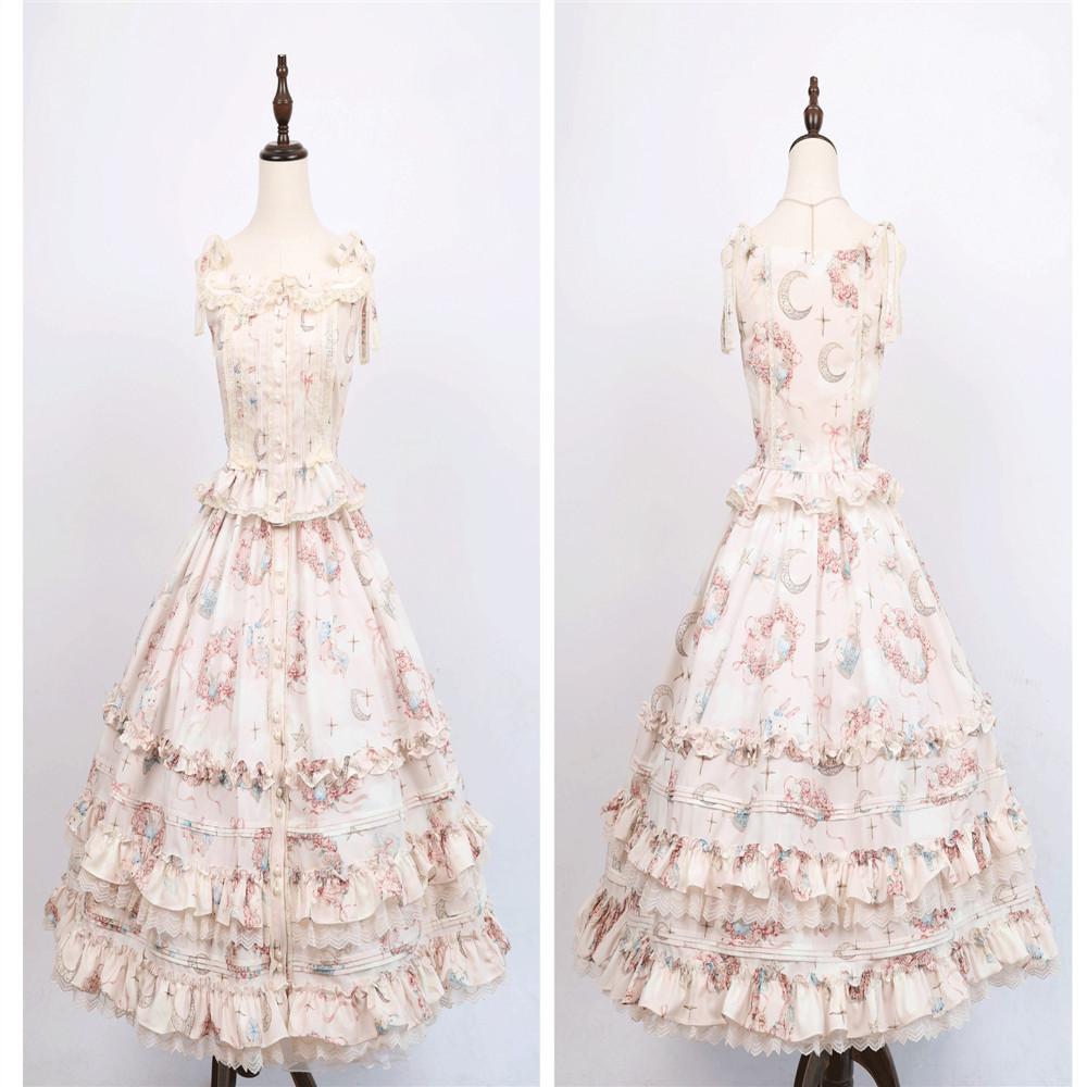 (Buyforme) LittlePlum~Daydream Rabbit~Lolita OP Dress/Tank Top/SK SK-light pink S 