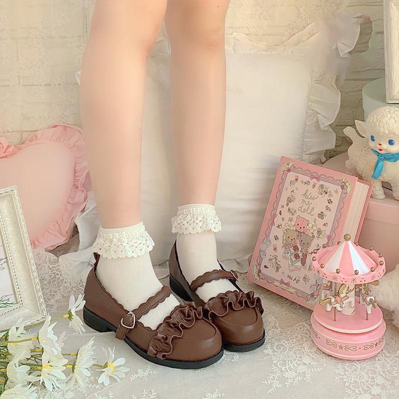 Sheep Puff~Mei Lulu~Lolita Japanese Lace Single Shoes   