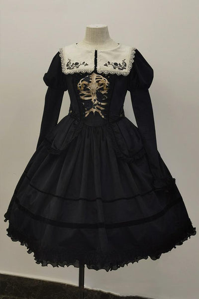 (Buyforme) Lingxi Lolita~Darkness Devil Gothic Embroidery Lolita OP XS Darkness Devil OP 